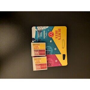 2 Burt's Bees Holiday Minis 2 Pack Original & Red Dahlia & Rose Mini Lip Balms